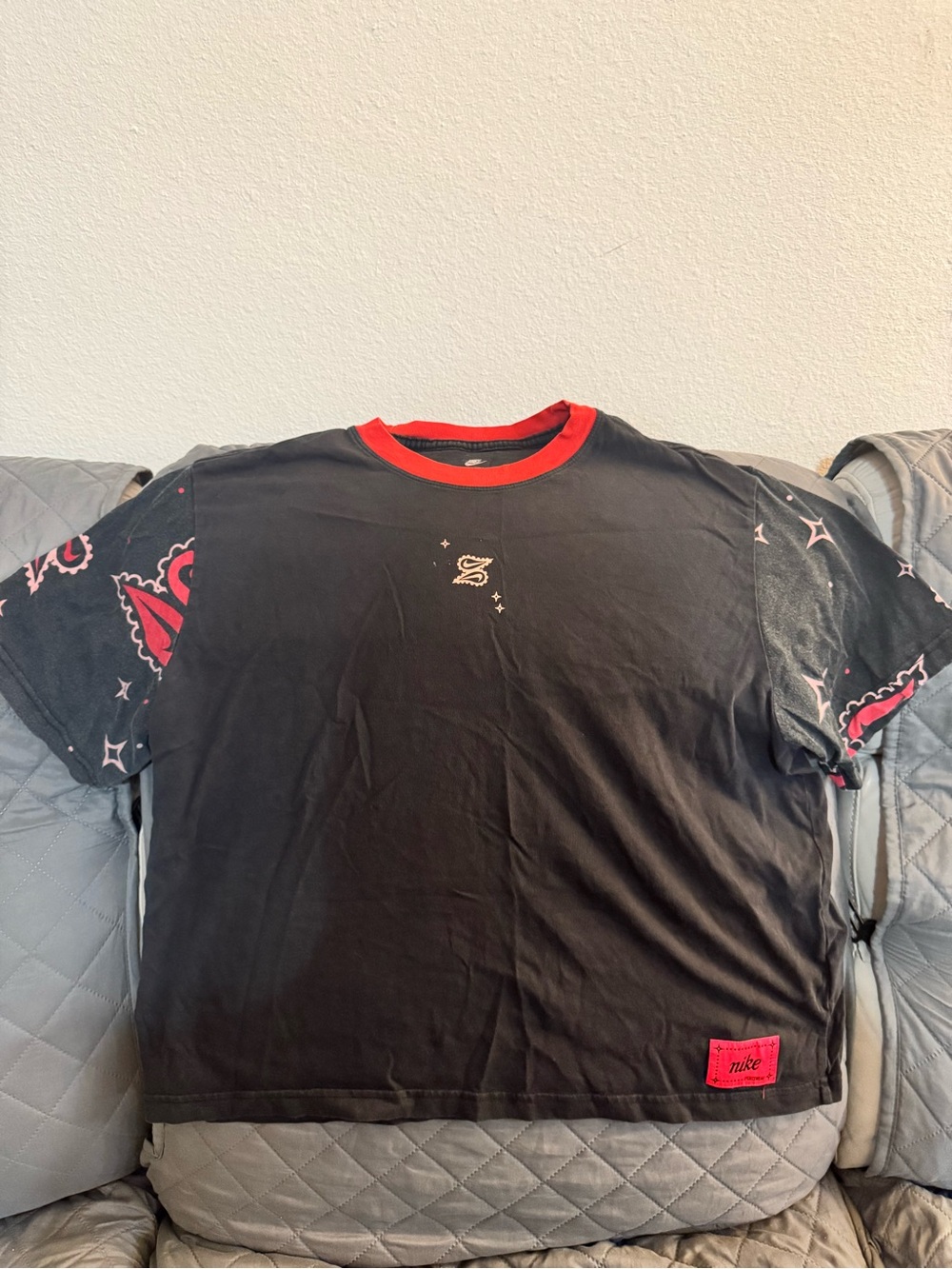 Nike Black Tee with Red Trim and Sleeve Graphics
